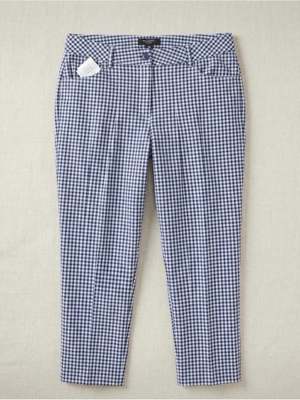 Talbots Blue & White Gingham Check Ankle Pants Sz 18W Classic Preppy Office